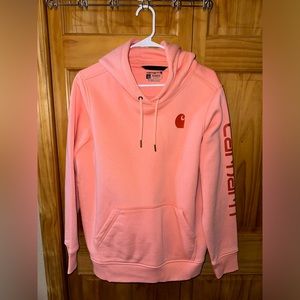Pink coral colored women’s Carhartt hoodie